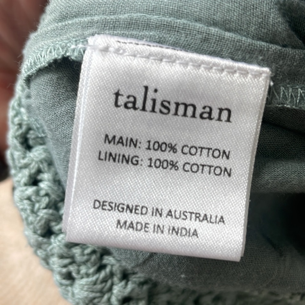 Talisman Freefalling Boho crochet wide leg Jumpsuit in sage green Medium - Picture 6 of 10